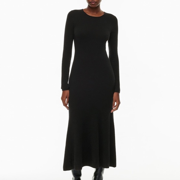 Wilfred Dresses & Skirts - Aritzia Wilfred Black Danse Merino Wool Cashmere Knit Midi Dress - Small